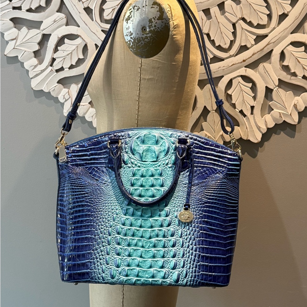 Brahmin Large Duxbury Satchel blue Ombré Melbourne Genuine Leather new! - Picture 9 of 12